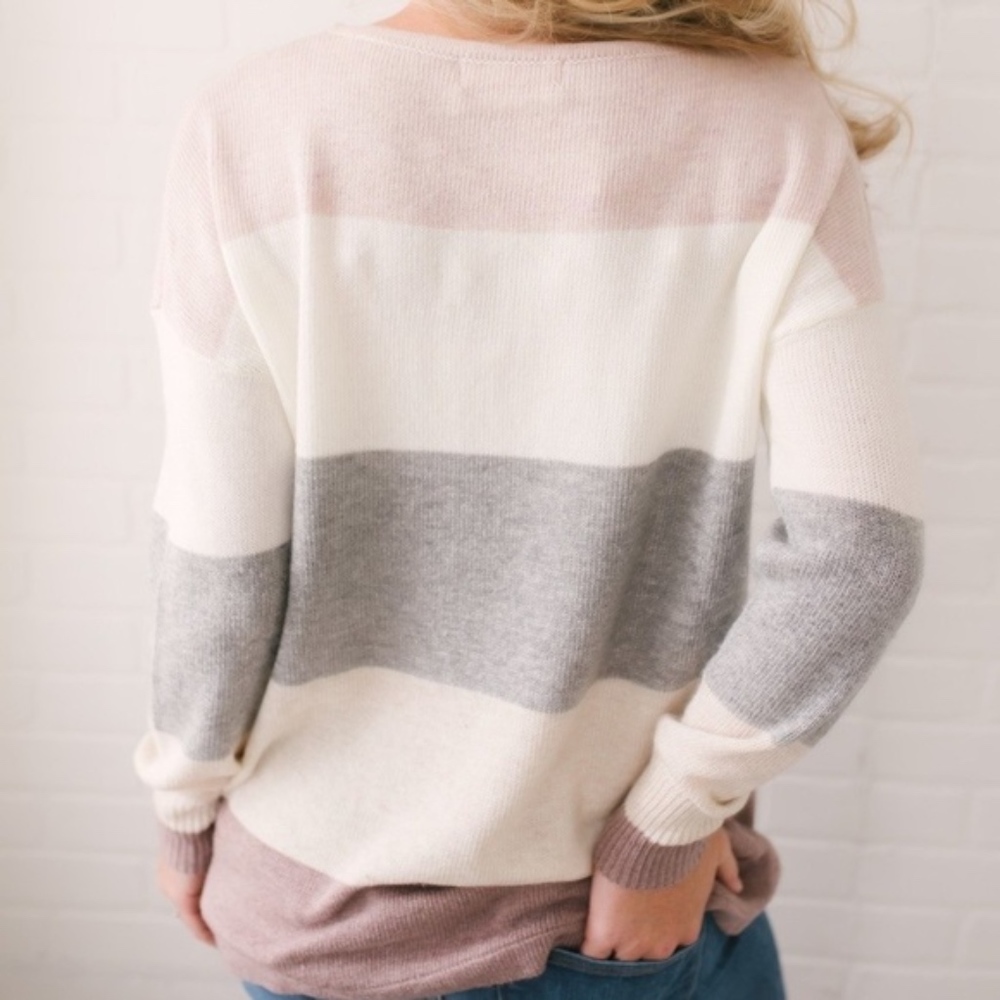 ATHENA Colorblock Long Sleeve Top - MAUVE MIX - Picture 4 of 6